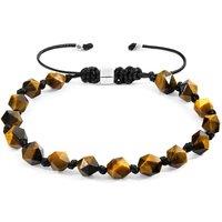 ANCHOR & CREW Men's Zebedee Silver & Stone Beaded Macrame Bracelet in Brown