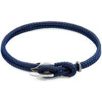 ANCHOR & CREW Men's Padstow Silver & Rope Bracelet in Navy | Size: 23 cm
