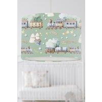 Watercolour Trains Lampshade Green