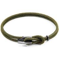 ANCHOR & CREW Men's Padstow Silver & Rope Bracelet in Green | Size: 19 cm