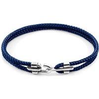 ANCHOR & CREW Men's Canterbury Silver & Rope Bracelet in Navy | Size: 19 cm