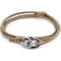 ANCHOR & CREW Men's Windsor Silver & Rope Bracelet in Light Brown