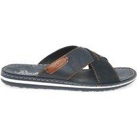 Rieker Men's 'Waves' Crossover Sliders in Dark Blue | Size: 9.5
