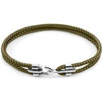 ANCHOR & CREW Men's Canterbury Silver & Rope Bracelet in Green | Size: 19 cm