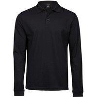 TEE JAYS Men's Luxury Stretch Long-Sleeved Polo Shirt in Black | Size: Large