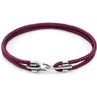 ANCHOR & CREW Men's Canterbury Silver & Rope Bracelet in Purple | Size: 23 cm