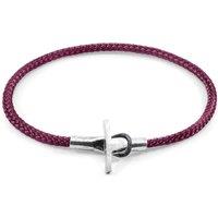 ANCHOR & CREW Men's Cambridge Silver & Rope Bracelet in Purple | Size: 19 cm