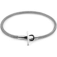 ANCHOR & CREW Men's Cambridge Silver & Rope Bracelet in Grey | Size: 21 cm