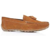 Silver Street London Men's Monza Suede Leather Driving Moccasin Tassel Loafers in Tan | Size: 9