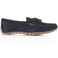 Silver Street London Men's Monza Suede Leather Driving Moccasin Tassel Loafers in Navy | Size: 9