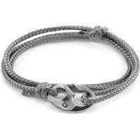 ANCHOR & CREW Men's Windsor Silver & Rope Bracelet in Grey
