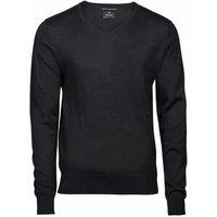TEE JAYS Men's Knitted V Neck Sweater in Black | Size: 3XL
