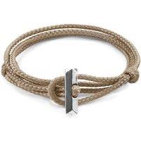 ANCHOR & CREW Men's Oxford Silver & Rope Bracelet in Light Brown