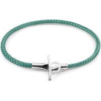 ANCHOR & CREW Men's Cambridge Silver & Rope Bracelet in Light Green | Size: 21 cm
