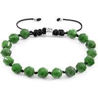 ANCHOR & CREW Men's Zebedee Silver & Stone Beaded Macrame Bracelet in Green