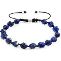 ANCHOR & CREW Men's Zebedee Silver & Stone Beaded Macrame Bracelet in Blue