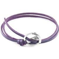 ANCHOR & CREW Men's Ketch Anchor Silver & Flat Leather Bracelet in Purple