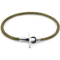 ANCHOR & CREW Men's Cambridge Silver & Rope Bracelet in Green | Size: 21 cm