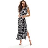 Liquorish Women's Black & White Giraffe Print Maxi Dress with Cut out details | Size: 16