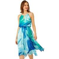 Tie Dye Halter Neck Chiffon Midi Dress
