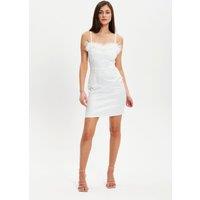 Liquorish Women's Fur Detail Fitted Bandeau Dress in White | Size: 10