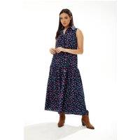 Liquorish Women's Oversized Cherry Print Maxi Dress in Navy in Blue | Size: 16