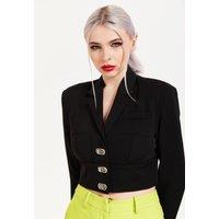 House of Holland Women's Monochrome Short Lock Jacket Black | Size: 12