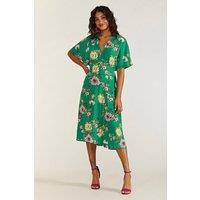 Yumi Women's Green Floral Midi Dress | Size: 10
