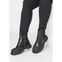 Yours Women's Wide & Extra Wide Chunky High Chelsea Boots in Black | Size: 7EEE