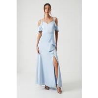 Cold Shoulder Satin Bridesmaid Dress