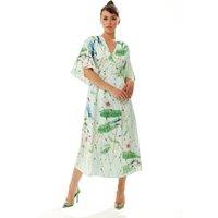 Liquorish Women's Bird Print Maxi Wrap Dress in Mint Green | Size: 12