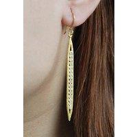 Otis Jaxon London Women's Sterling Silver Long White Topaz Gemstone Earrings in Gold
