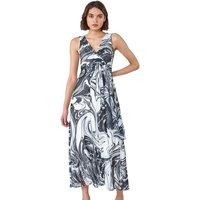 Marble Print Wrap Mesh Dress
