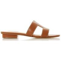 Dune London Women's Wide Fit 'Loupe' Leather Sliders in Tan | Size: 3