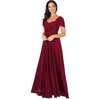 KRISP Women's Multiway Neckline Occasion Maxi Dress in Burgundy | Size: 8