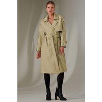 Jolie Moi Women's Double Breasted Trench Coat in Stone | Size: XL