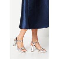 Coast Women's Taylor Faux Leather Diamante Platform Heel Sandals in Silver | Size: 7