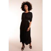 Blue Vanilla Women's Pleated Dress With Belt in Black | Size: Small