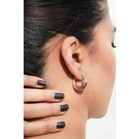 Otis Jaxon London Women's High Polish Ridged Hoop Small Sterling Silver Earring in Rose Gold