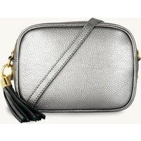 Apatchy London Women's The Tassel Leather Crossbody Bag in Metallic Silver