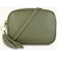 Apatchy London Women's The Tassel Leather Crossbody Bag in Olive