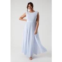 Coast Women's Plus Size Cowl Back Stretch Mesh Bridesmaid Maxi Dress in Ice Blue | Size: 22