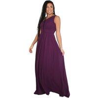 KRISP Women's One Shoulder Evening Maxi Dress in Burgundy | Size: 18