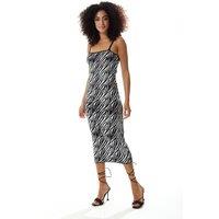 Liquorish Women's Knitted Dress in Black & White Zebra Pattern | Size: S/M