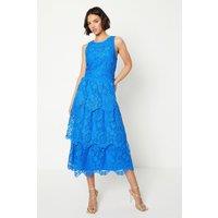 Scallop Lace Tiered Midi Skirt