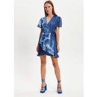 Liquorish Women's Scarf Print Angel Sleeve Wrap Mini Dress | Size: 10