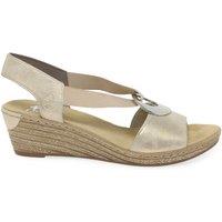 Rieker Women's 'Alula' Wedge Heel Sandals in Gold | Size: 6.5
