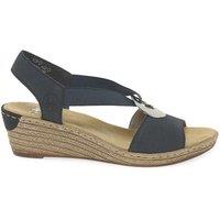 Rieker Women's 'Alula' Wedge Heel Sandals in Navy | Size: 6.5