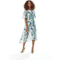 Liquorish Women's Multicolour Chiffon Midi Dress | Size: 14