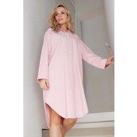 British Boxers Women's Powder Pink 'Herringbone' Brushed Cotton Nightshirt in Light Pink | Size: Small